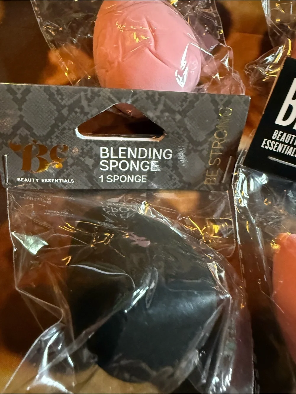 BE Beauty Essentials Pink & Black Blending Sponge - 1 Sponge